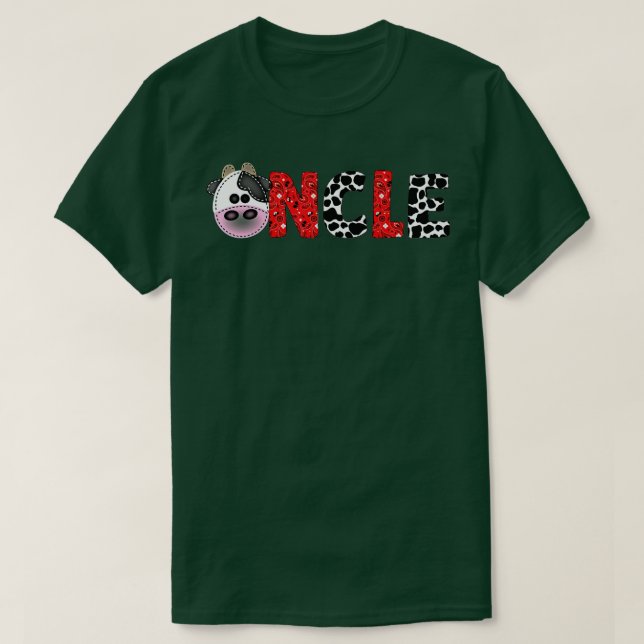 Uncle of The Birthday For Boy Cow Farm Birthday co T-Shirt (Design Front)