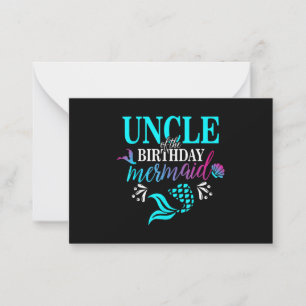 Uncle Of The Birthday Mermaid Matching Family Note Card