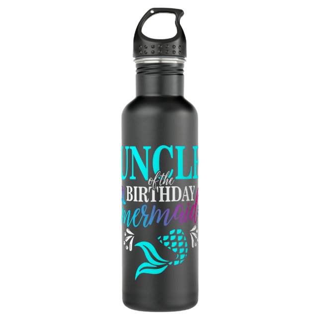 Uncle Of The Birthday Mermaid Matching Family  Stainless Steel Water Bottle (Front)