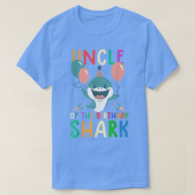 Uncle Of The Birthday Shark  Birthday Family Match T-Shirt (Design Front)