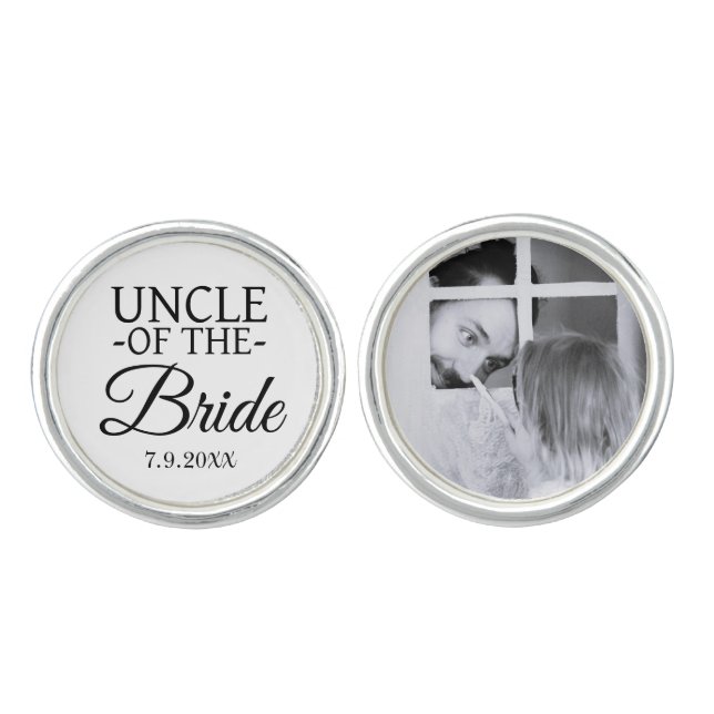 Uncle of the Bride Personalized Wedding Photo Cufflinks (Front)