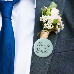 Uncle of the Bride Script Baby Blue Wedding Party Button