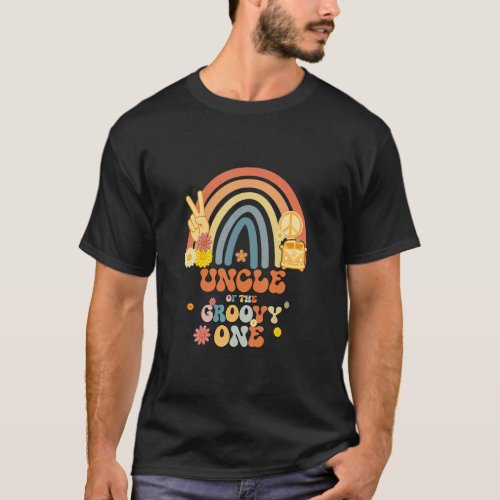 Uncle Of The Groovy One Rainbow Boho Birthday Part T_Shirt