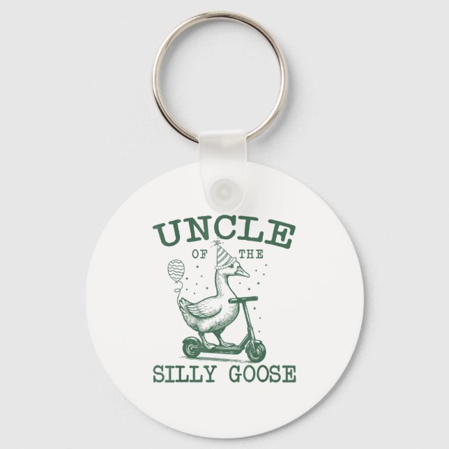 Uncle Of The Silly Goose First Birthday Family Mat Keychain (Front)
