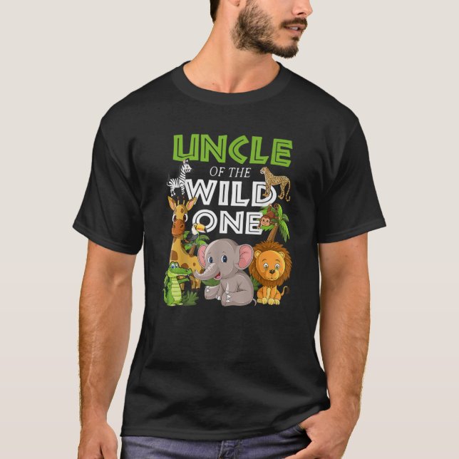Uncle Of The Wild One Zoo Birthday Safari Jungle A T-Shirt (Front)