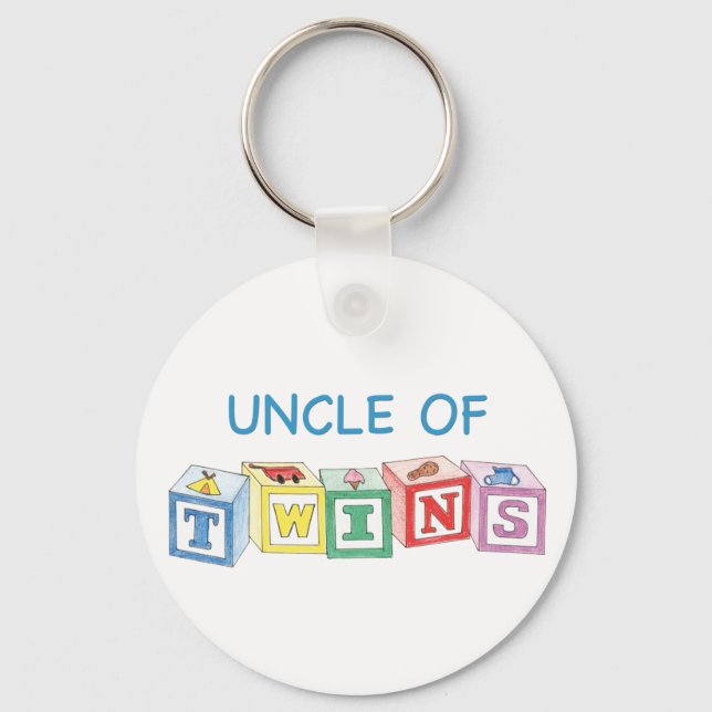 Uncle of Twins Blocks Keychain (Front)