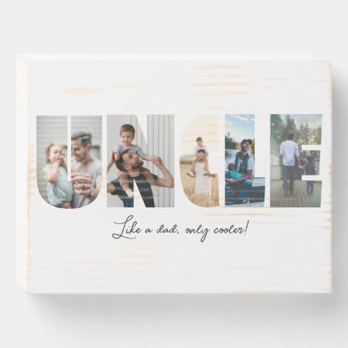 Uncle Photo Collage 5 Pictures Collage Wooden Box Sign