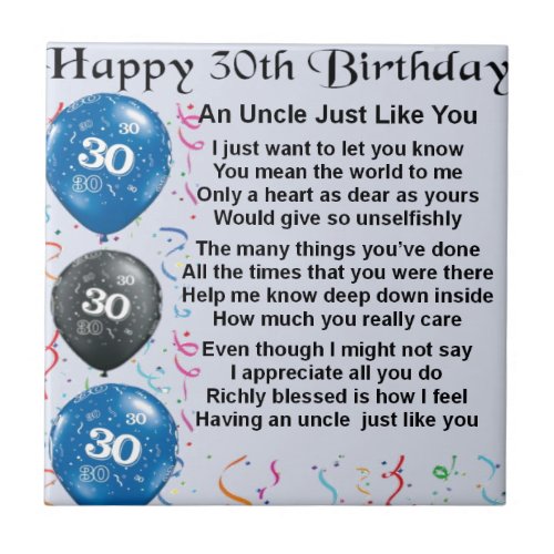 Uncle poem _ 30th Birthday Ceramic Tile