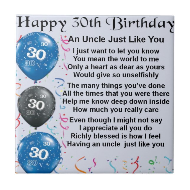 Uncle poem - 30th Birthday Ceramic Tile (Front)