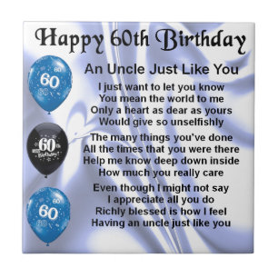 Uncle poem - 60th Birthday Ceramic Tile