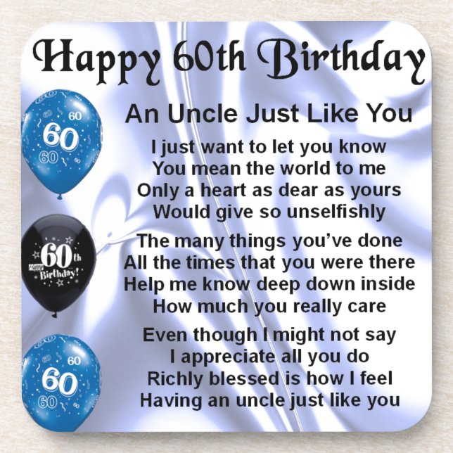 Uncle poem - 60th Birthday Coaster (Front)