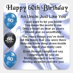 Uncle poem - 60th Birthday Square Sticker