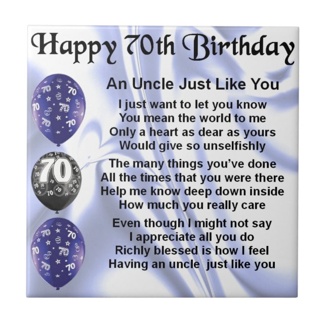Uncle Poem - 70th Birthday Ceramic Tile (Front)