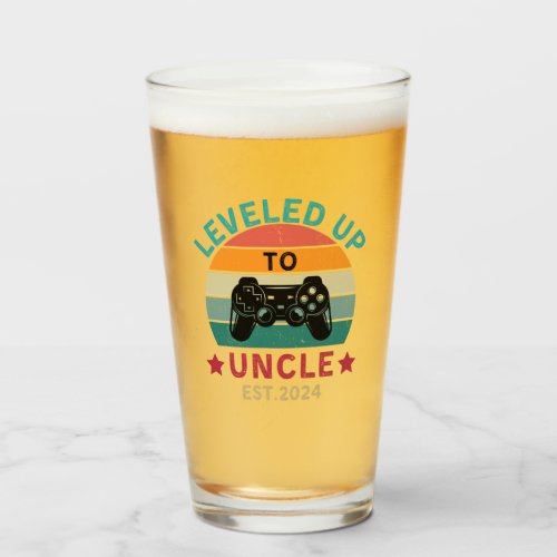 Uncle Pregnancy Announcement Beer Glass EST 2024