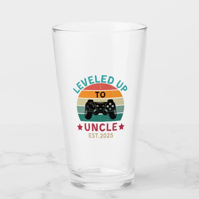 Uncle Pregnancy Announcement Beer Glass EST 2025 (Front)