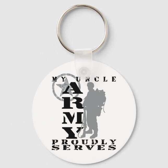 Uncle Proudly Serves - ARMY Keychain (Front)