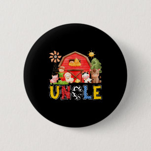 Uncle Red Farm Cow Birthday Boy Matching Family Pa Button