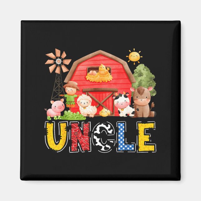 Uncle Red Farm Cow Birthday Boy Matching Family Pa Magnet (Front)