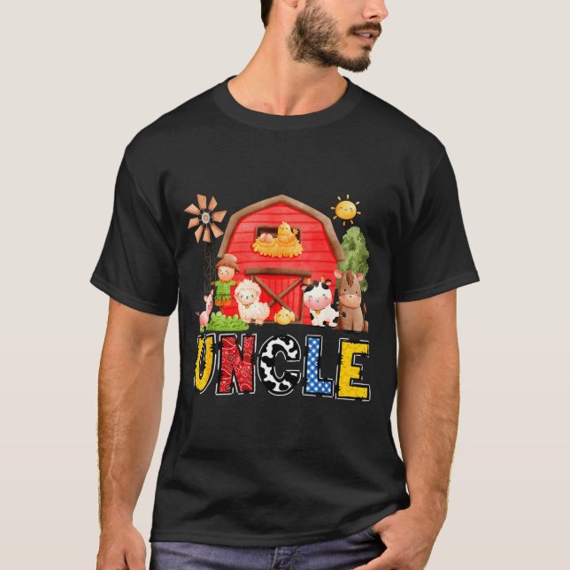 Uncle Red Farm Cow Birthday Boy Matching Family Pa T-Shirt (Front)
