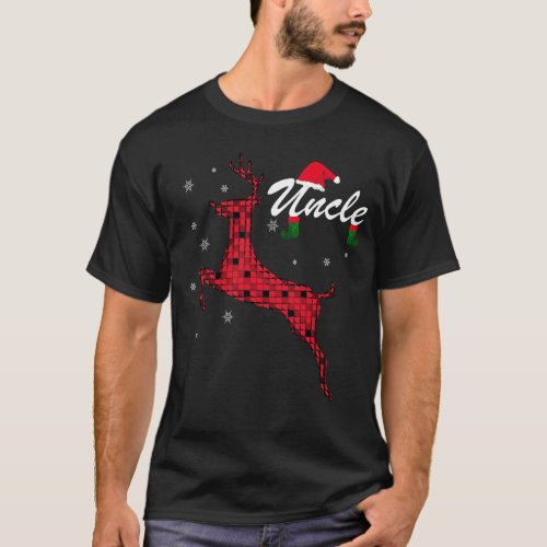 Uncle Reindeer Plaid Holiday Family Christmas T_Shirt
