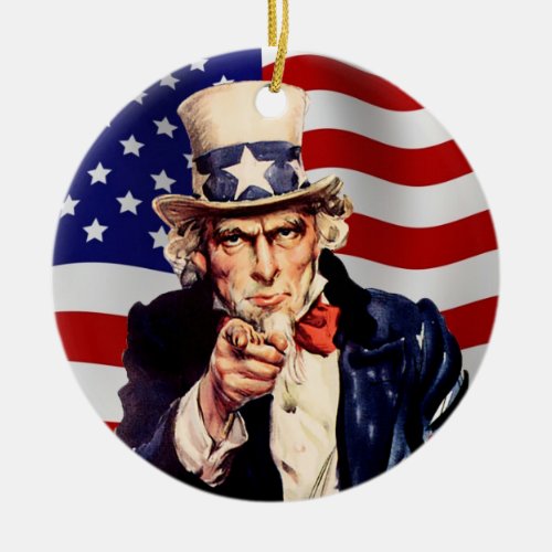 Uncle Sam 1 Ceramic Ornament