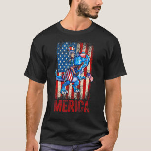 Uncle Sam 4th Of July Dino Boys Men American Usa F T-Shirt