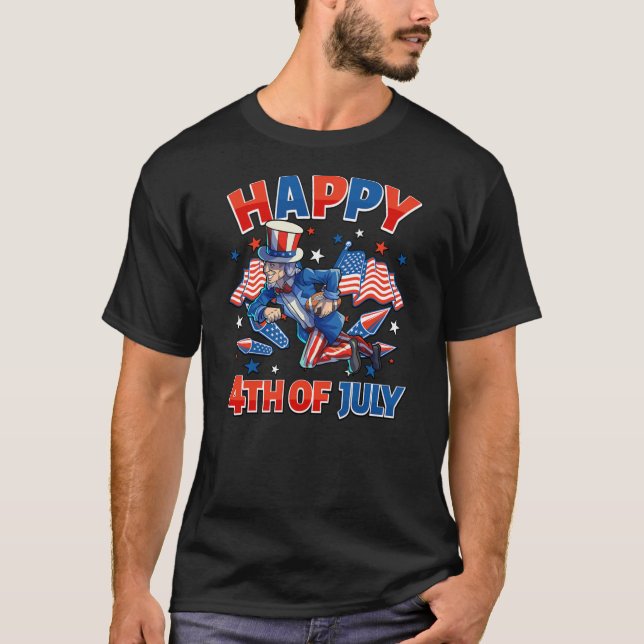 Uncle Sam 4th Of July Women Men American USA Flag T-Shirt (Front)