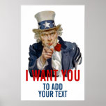 Uncle Sam Add Your Own Personalized Text Poster at Zazzle