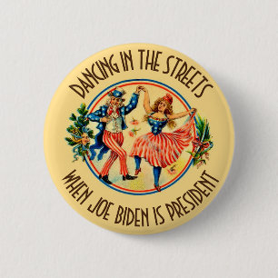 Uncle Sam and Lady Liberty Dance for Biden Button
