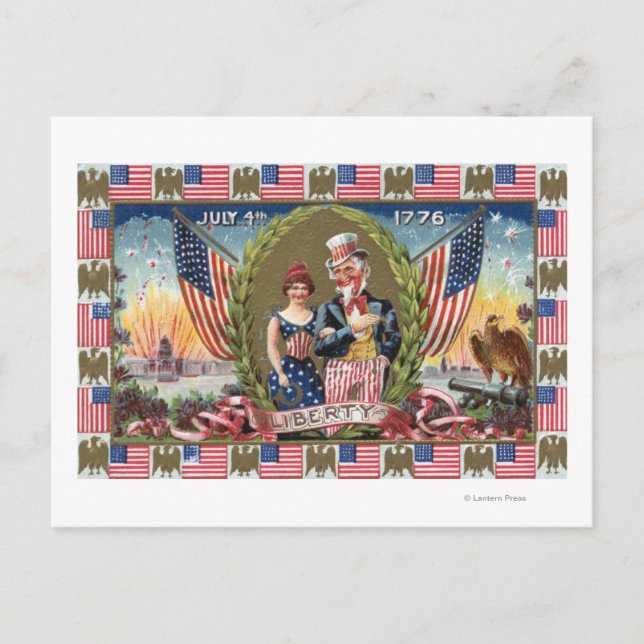 Uncle Sam and Lady Liberty Postcard (Front)