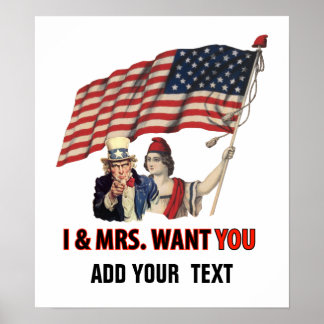 Uncle Sam and Lady USA Poster