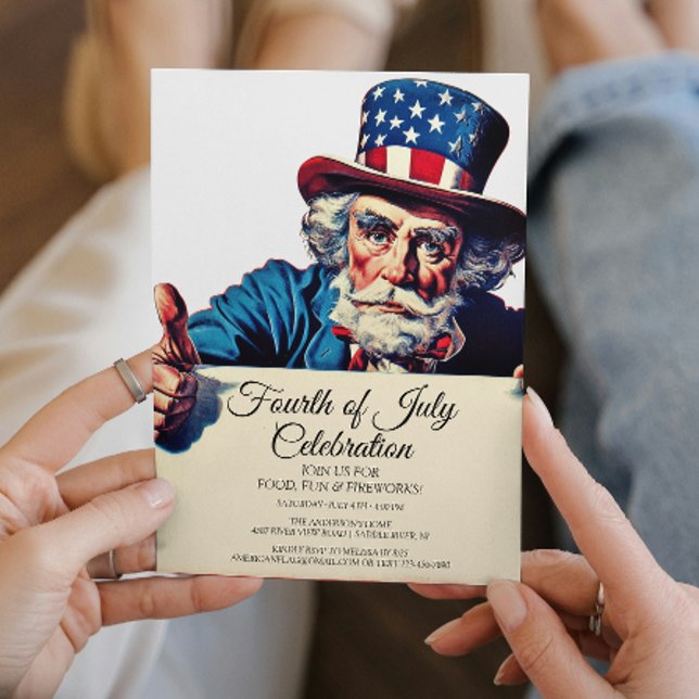 Uncle Sam And Simple Fourth Of July Celebration  Invitation (Creator Uploaded)