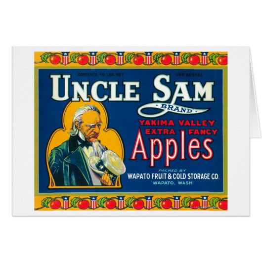 Uncle Sam Apple Label (blue) - Wapato, WA Cards (Front Horizontal)