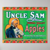 Uncle Sam Apple Label (green) - Wapato, WA