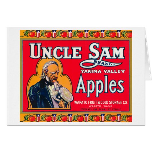 Uncle Sam Apple Label (red) - Wapato, WA Cards (Front Horizontal)