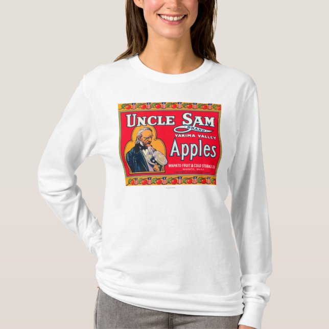 Uncle Sam Apple Label (red) - Wapato, WA T-Shirt (Front)