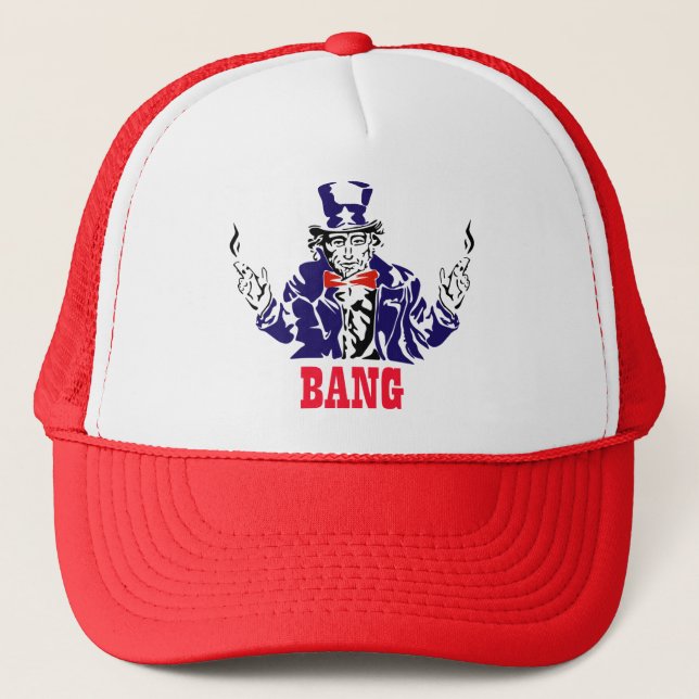 Uncle Sam Bangs Trucker Hat (Front)