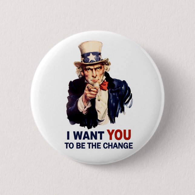 Uncle Sam Be the Change Button (Front)
