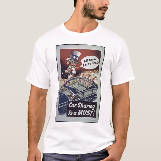 Uncle Sam Car Sharing WW1 Propaganda T-Shirt (Front)