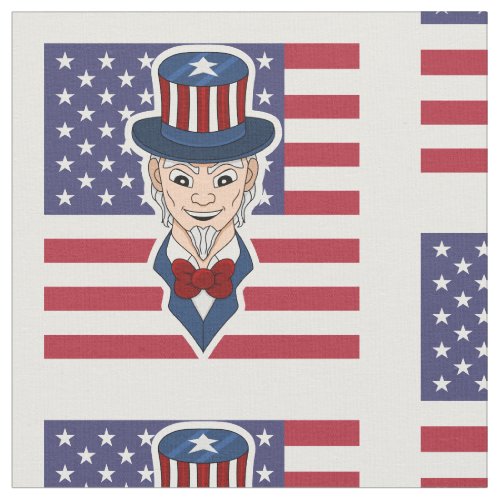 Uncle Sam cartoon Fabric