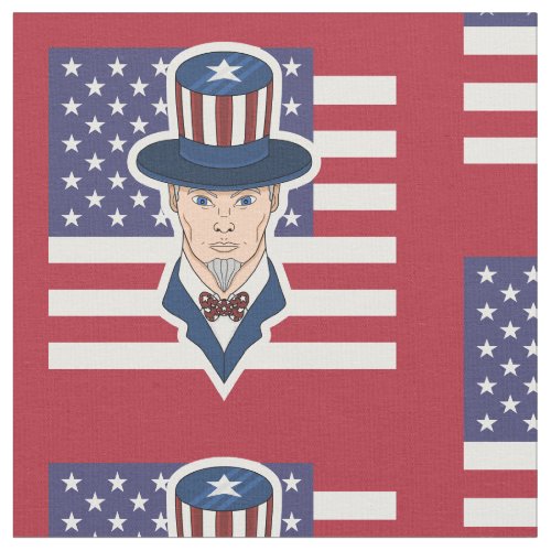 Uncle Sam cartoon Fabric