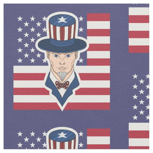 Uncle Sam cartoon Fabric