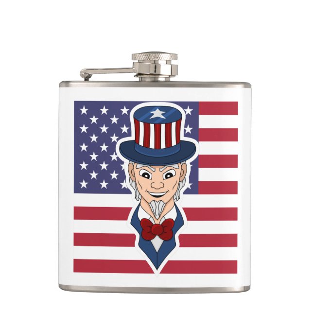 Uncle Sam cartoon Flask (Front)