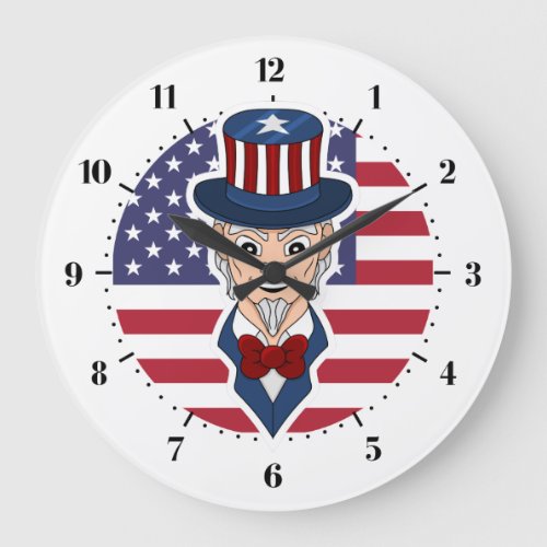 Uncle Sam cartoon Large Clock