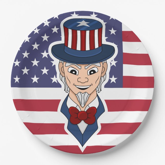 Uncle Sam cartoon Paper Plates (Front)