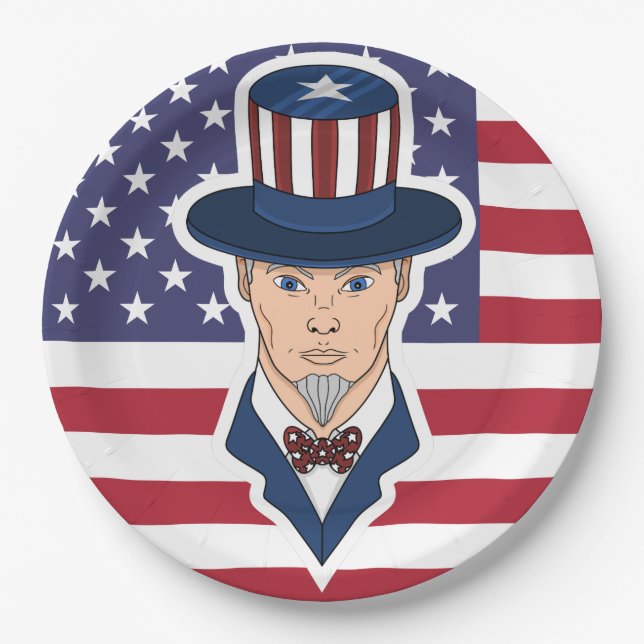 Uncle Sam cartoon Paper Plates (Front)