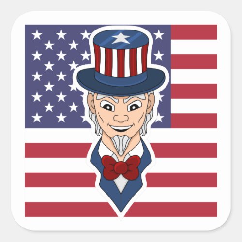 Uncle Sam cartoon Square Sticker