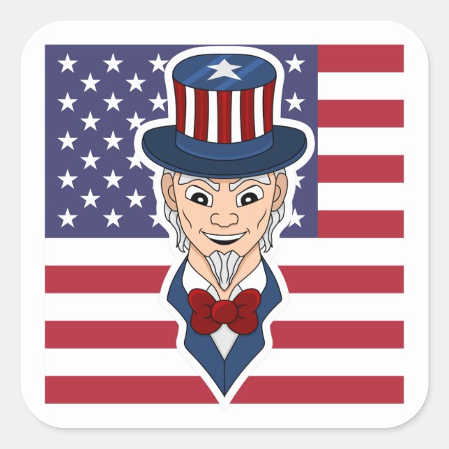 Uncle Sam cartoon Square Sticker (Front)
