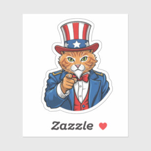 Uncle Sam Cat – Patriotic Cat  Sticker