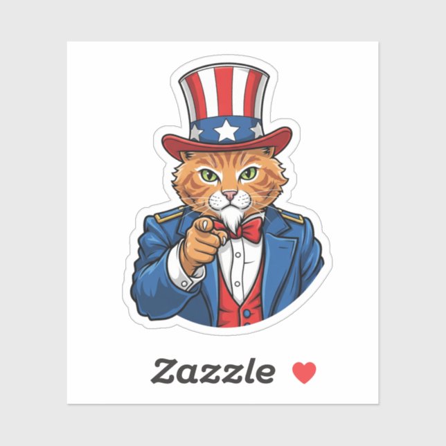 Uncle Sam Cat – Patriotic Cat  Sticker (Sheet)
